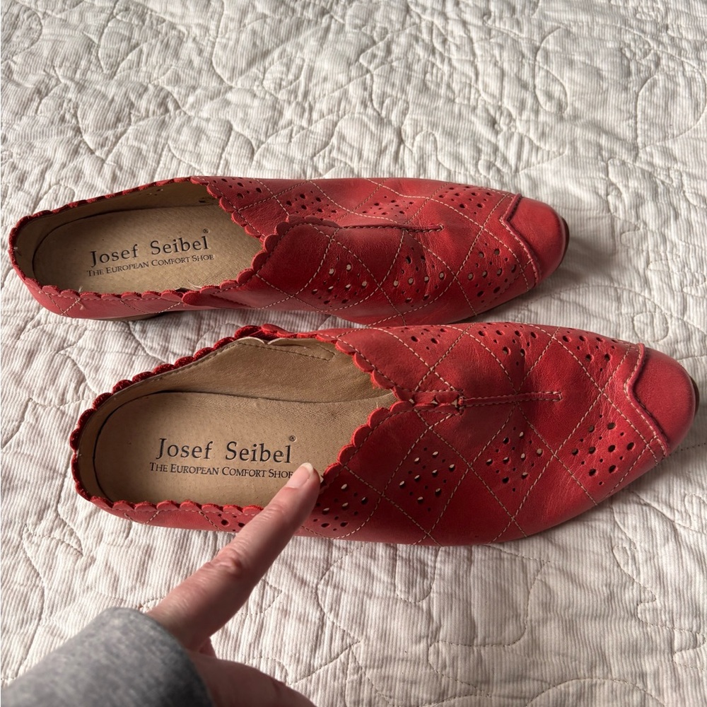 Josef Seibel Women's Red Perforated Flats
